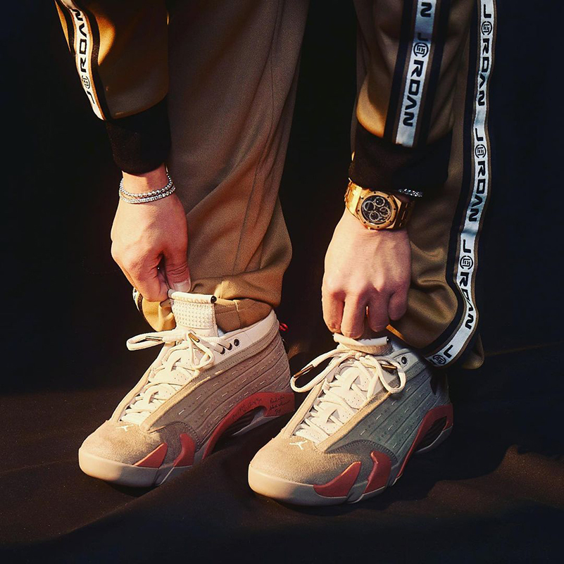 CLOT,AJ14,Air Jordan 14 Low,陈冠  冠希又晒 CLOT x AJ14 Low！铜钱中国结太 6 了吧！