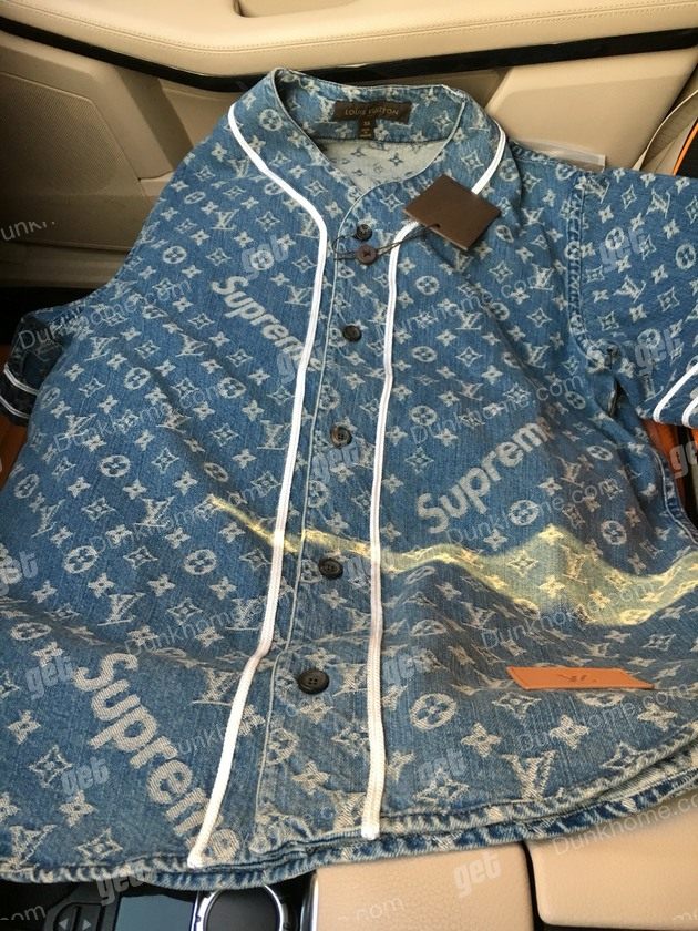 supreme x lv 联名棒球衫