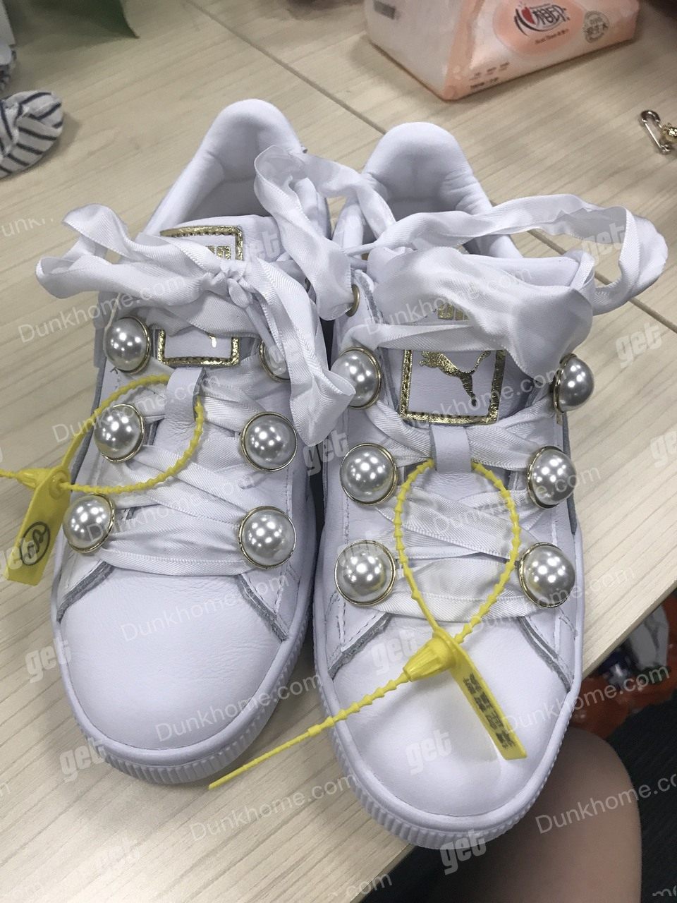 PUMA Puma彪马 刘雯同款珍珠白丝带休闲板鞋