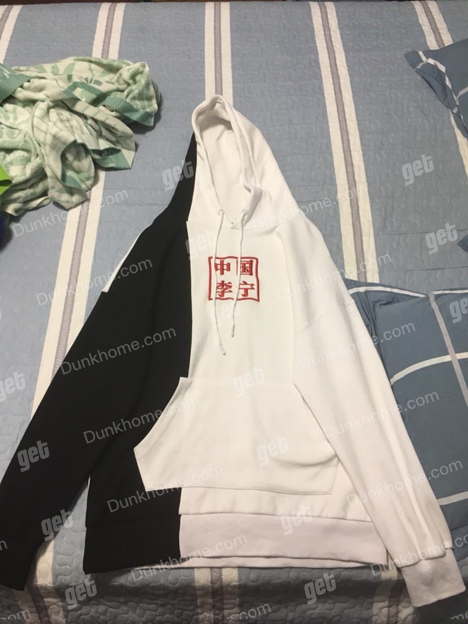 中国李宁 卫衣 简体 黑白拼色