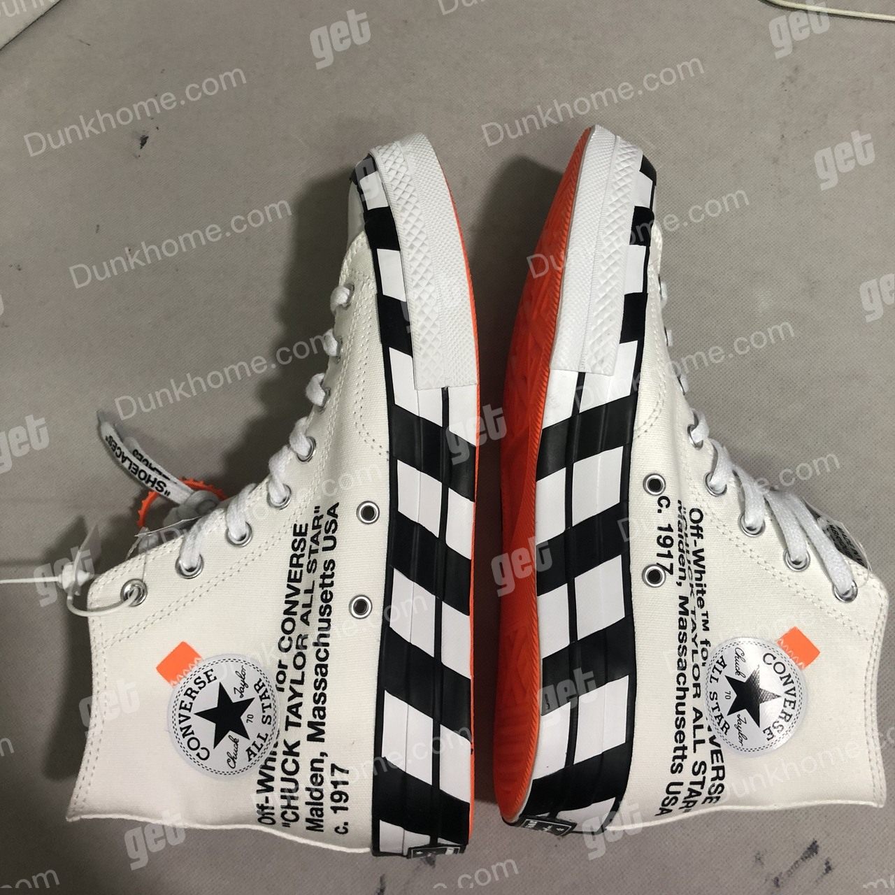 Converse x OFF-WHITE ow联名匡威联名ow黑白阴棋盘格 163862C