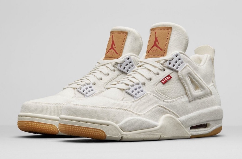 预售!levi's x air jordan 4 aj4李维斯 白色ao2571-100(2018.6.
